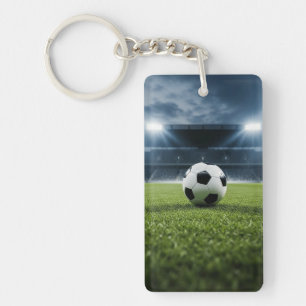 Soccer Ball on Grass Field Under Stadium Lights – Keychain