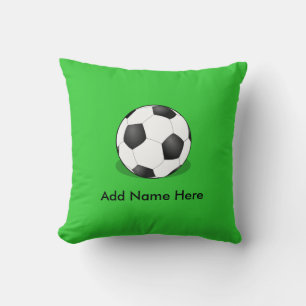 Soccer Ball On Green Background Throw Pillow