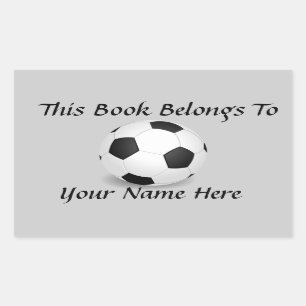 Soccer Ball on Grey Ball Book Name Plate Sticker