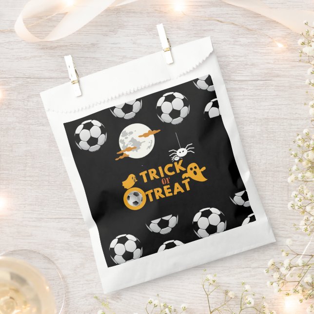 Soccer ball on halloween ghost spider trick treat  favour bag (Clipped)