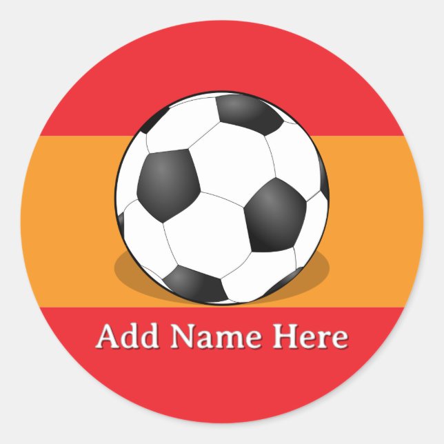 Soccer Ball on Red and Orange Background Classic Round Sticker (Front)