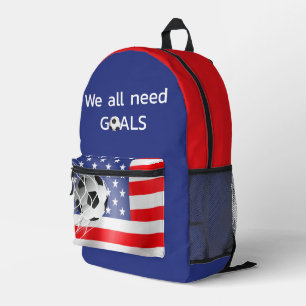 Soccer Ball On USA Flag Printed Backpack