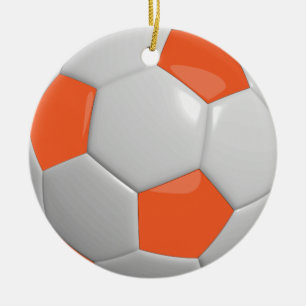 Soccer Ball   Orange Ceramic Ornament