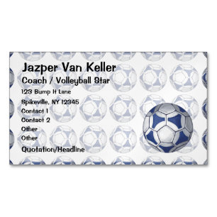 Soccer Ball Painted blue and white pattern Magnetic Business Card