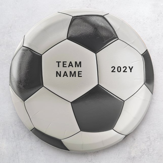 Soccer Ball Paper Plate | Team Name Party Plates (Soccer ball design, perfect for football fans, team celebrations, birthdays & sports-themed parties!)