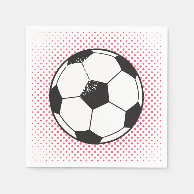 Soccer Ball Party Napkins - Pink (Front)