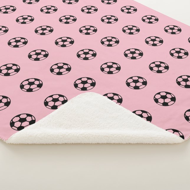 Soccer Ball Pattern - Background Colour Changeable Sherpa Blanket (3/4)