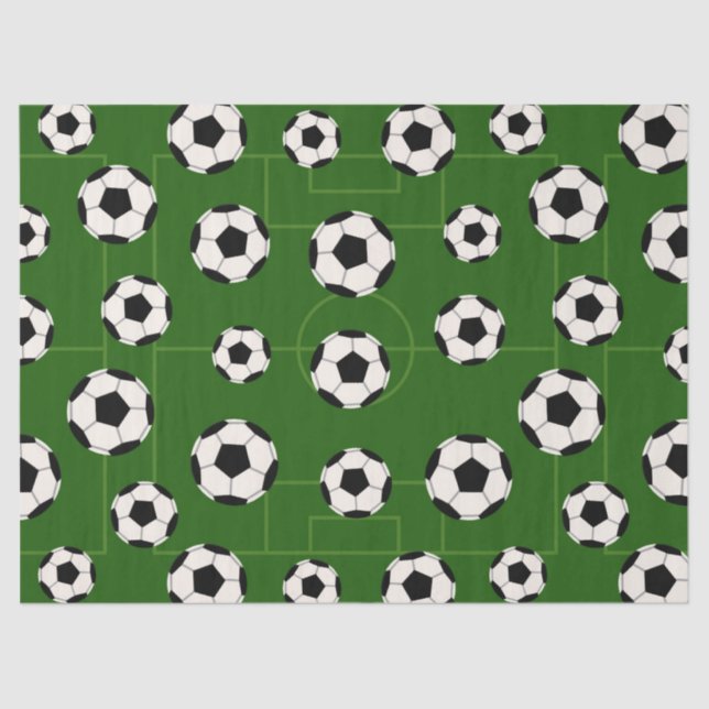 Soccer ball pattern hemed party tissue paper (Front)