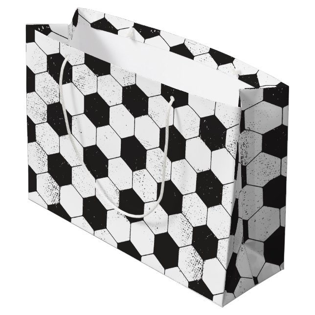 Soccer Ball Pattern Large Gift Bag (Back Angled)