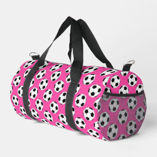 Soccer Ball Pattern Pink Duffle Bag