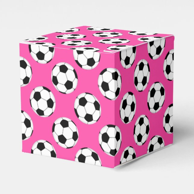 Soccer Ball Pattern Pink Favor Box (Front Side)