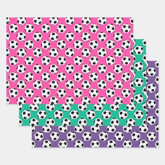 Soccer Ball Pattern Wrapping Paper Sheet (Set)