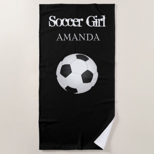 Soccer Ball Personalized Beach Towel Gift
