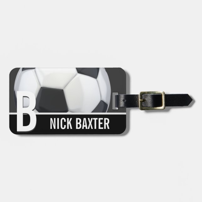 Soccer Ball Personalized Monogram Custom Tag (Front Horizontal)