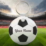 Soccer Ball Personalized Name Keychain<br><div class="desc">Enter a name. A gift your friends. Digital art with the theme soccer. Black and white. Art by José Ricardo</div>