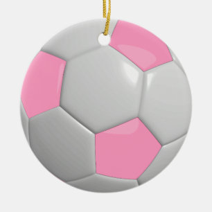Soccer Ball   Pink Ceramic Ornament