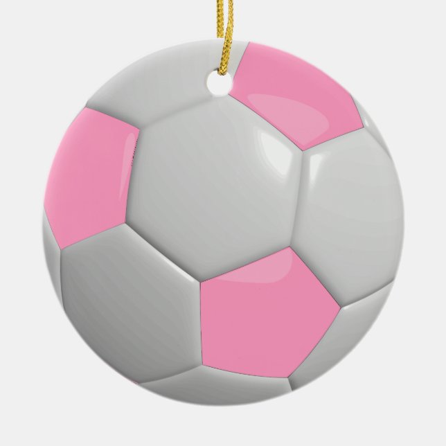 Soccer Ball | Pink Ceramic Ornament (Front)
