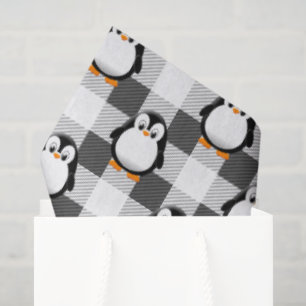 Soccer Ball Plaid Pattern In Black White and Gray Tissue Paper