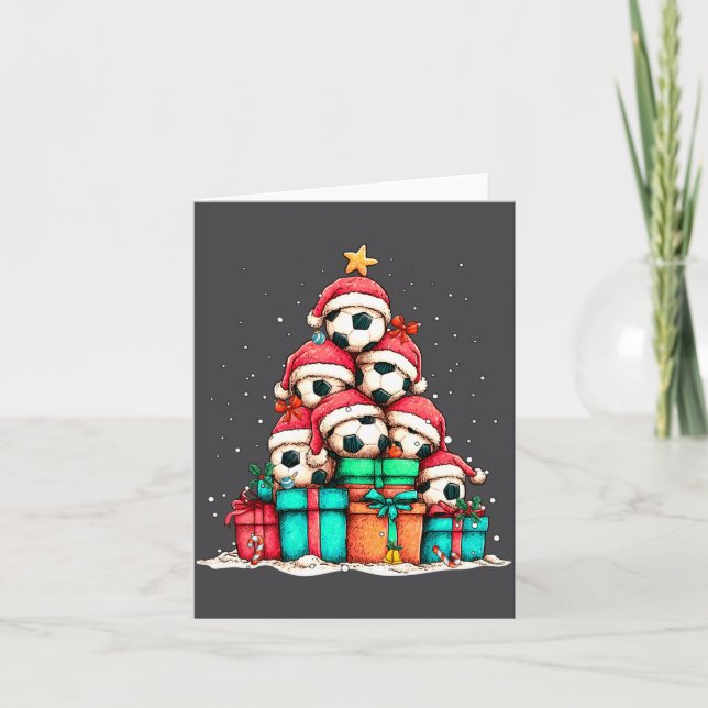 Soccer Ball Player Le Christmas Tree Xmas Long Sle Card (Front)