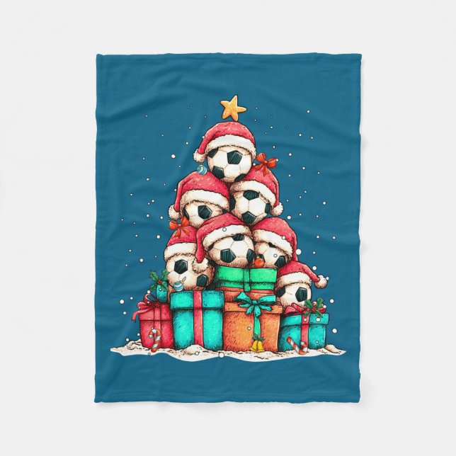 Soccer Ball Player Le Christmas Tree Xmas Long Sle Fleece Blanket (Front)