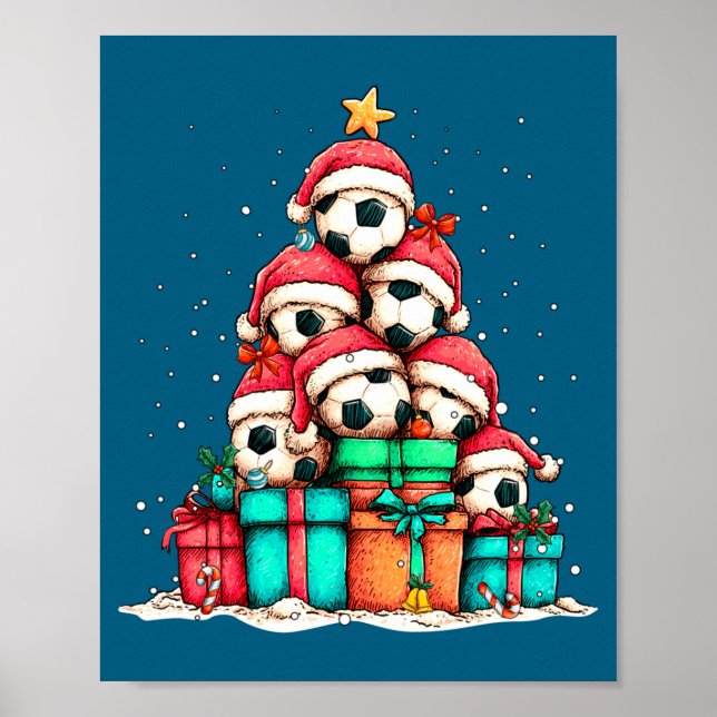 Soccer Ball Player Le Christmas Tree Xmas Long Sle Poster (Front)