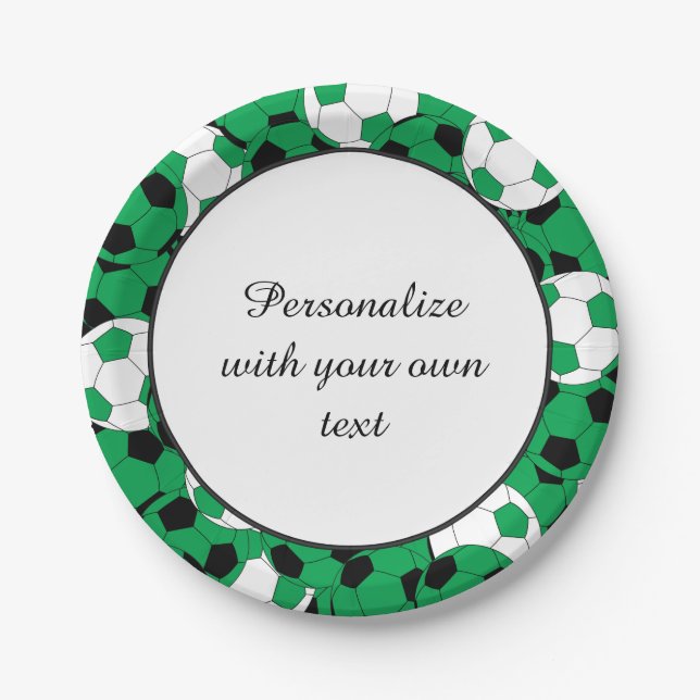 Soccer Ball Players | DIY Text | Green Paper Plate (Front)
