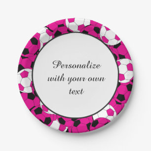 Soccer Ball Players   DIY Text   Hot Pink Paper Plate