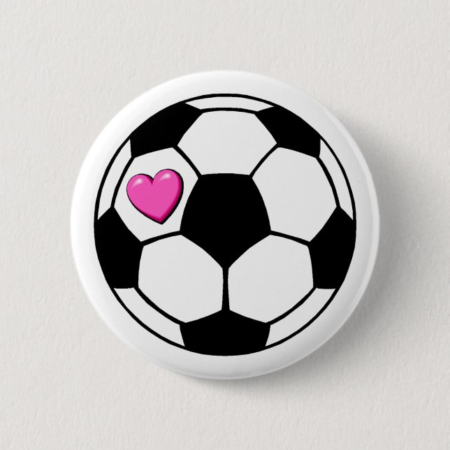 Soccer Ball (Pnk Hrt) 2 Inch Round Button (Front)