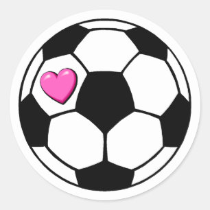 Soccer Ball (Pnk Hrt) Classic Round Sticker