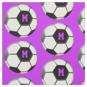 Soccer Ball Purple Monogram Pattern Fabric