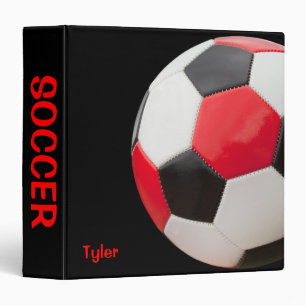 Soccer Ball Red White and Black Binder