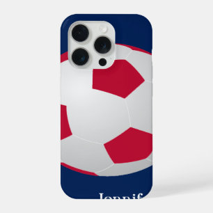 Soccer Ball, Red, White, and Blue, Name iPhone 15 Pro Case