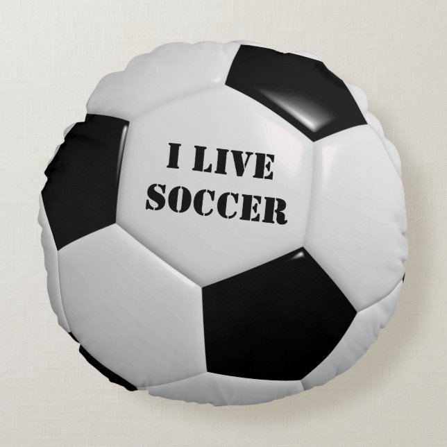 Soccer Ball Round Bed Throw Pillow Boy's Room (Front)