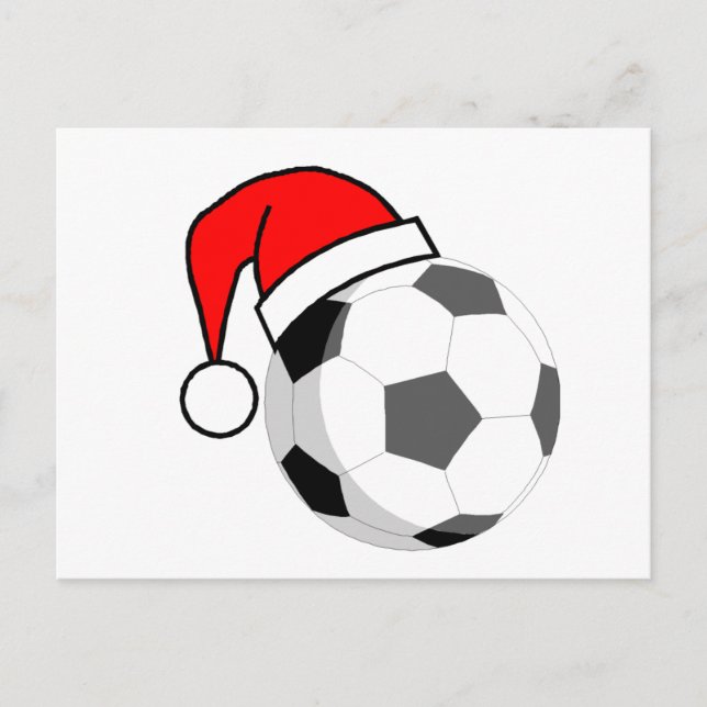 Soccer Ball (Santa Hat) Holiday Postcard (Front)