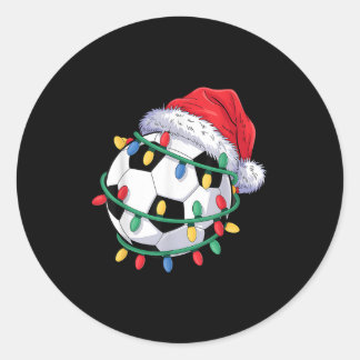 Soccer Ball Santa Hat Men Women Christmas Soccer X Classic Round Sticker