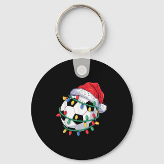 Soccer Ball Santa Hat Men Women Christmas Soccer X Keychain