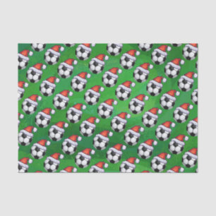 Soccer Ball Santa Hat Pattern on Green Tissue Paper