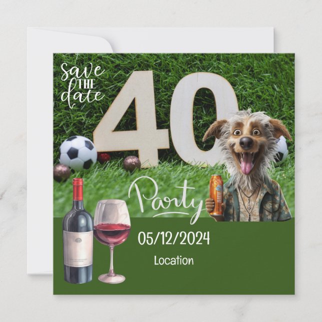 Soccer ball Save the date 40th Birthday (Front)