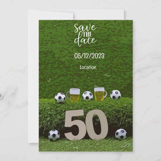 Soccer ball Save the date 50th Birthday Invitation (Front)