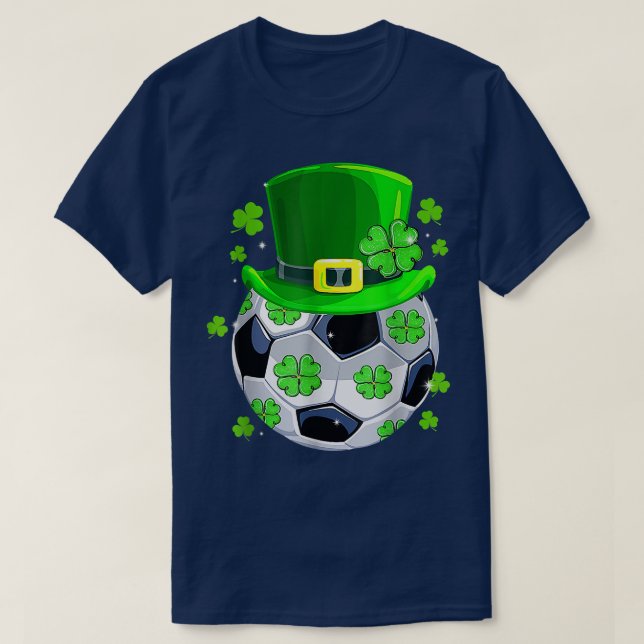 Soccer Ball Shamrock Funny Irish St Patrick Day  T-Shirt (Design Front)