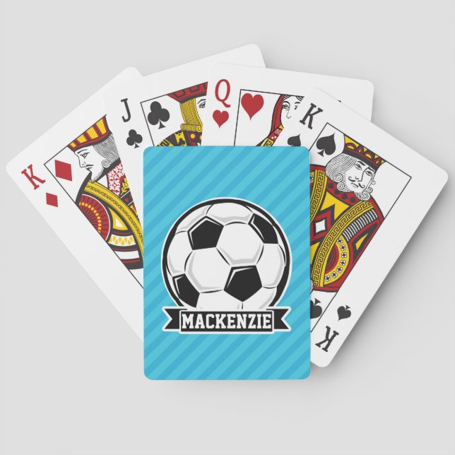 Soccer Ball; Sky Blue Stripes Playing Cards (Back)