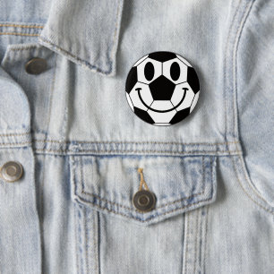 Soccer Ball Smile Face  2 Inch Round Button