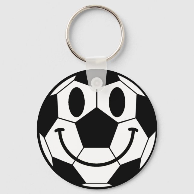 Soccer Ball Smile Face Keychain (Front)