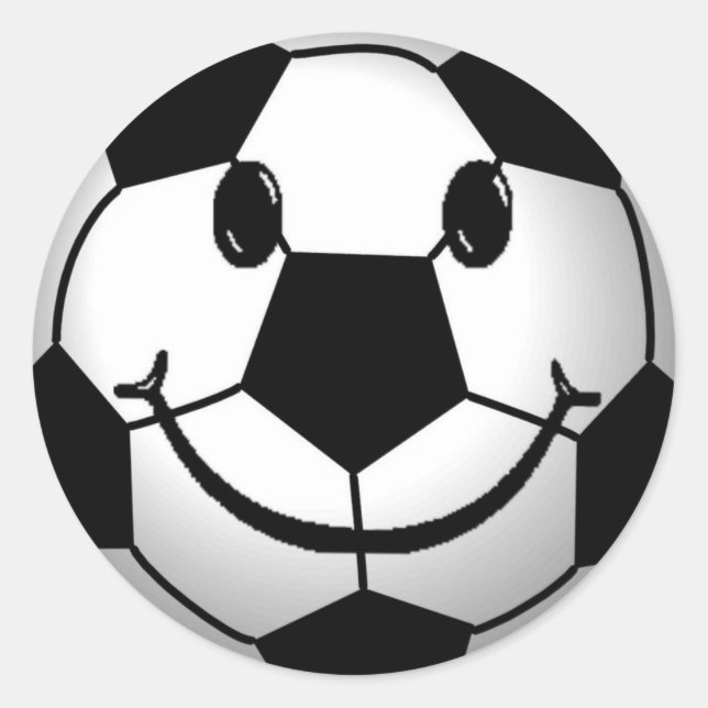 Soccer Ball Smiling Face Classic Round Sticker (Front)