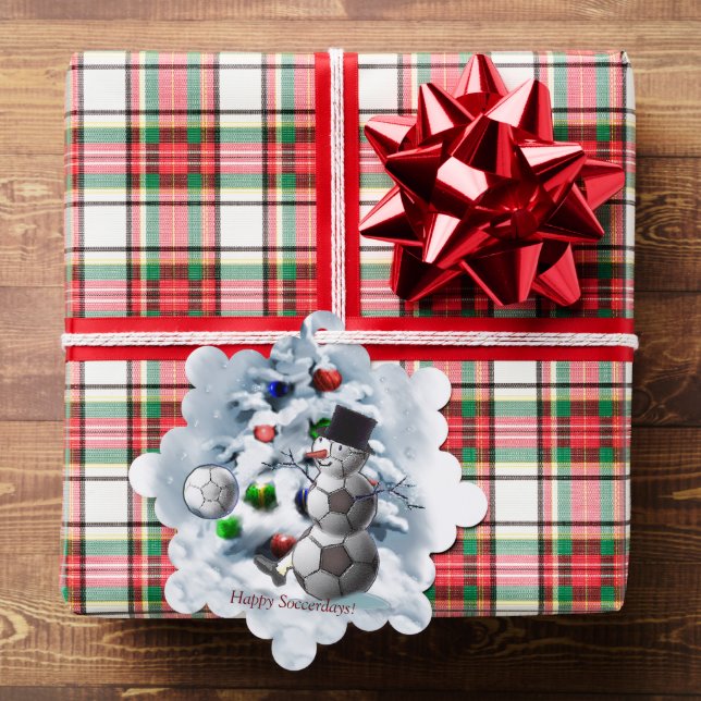 Soccer Ball Snowman Christmas Ornament Card (Insitu (Gift))