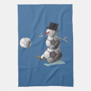 Soccer Ball Snowman Kitchen Towel