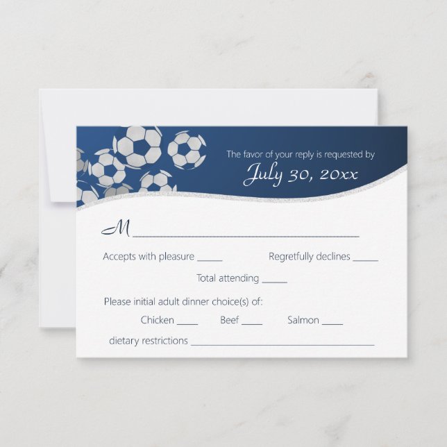 Soccer Ball Sports Reply Card with Dinner Choice (Front)