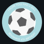 Soccer Ball Sports Themed Birthday Classic Round Sticker<br><div class="desc">These personalized stickers make perfect party favour labels,  envelope seals,  and favours for your sports themed party guests.</div>