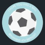 Soccer Ball Sports Themed Birthday Classic Round Sticker<br><div class="desc">These personalized stickers make perfect party favour labels,  envelope seals,  and favours for your sports themed party guests.</div>