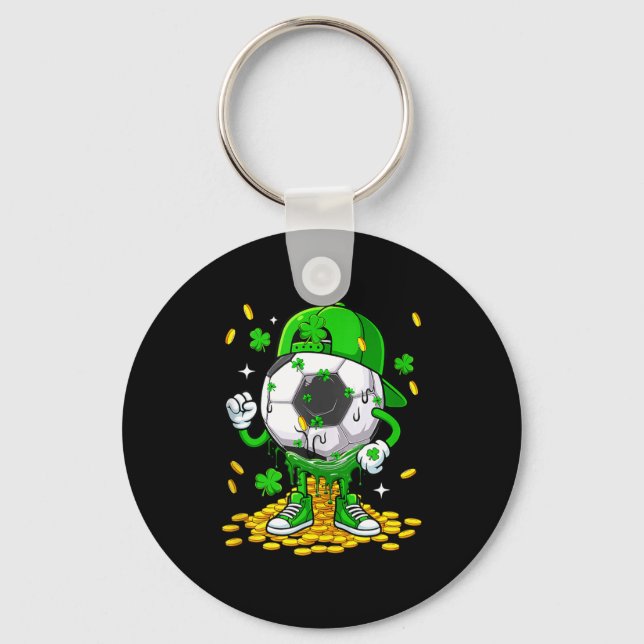 Soccer Ball St. Patricks Day Player Funny Costume  Keychain (Front)